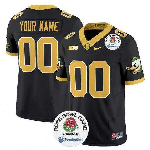 Men%27s Oregon Ducks Active Player Custom Black 2024 F.U.S.E. Rose Bowl Vapor Limited Stitched Football Jersey
